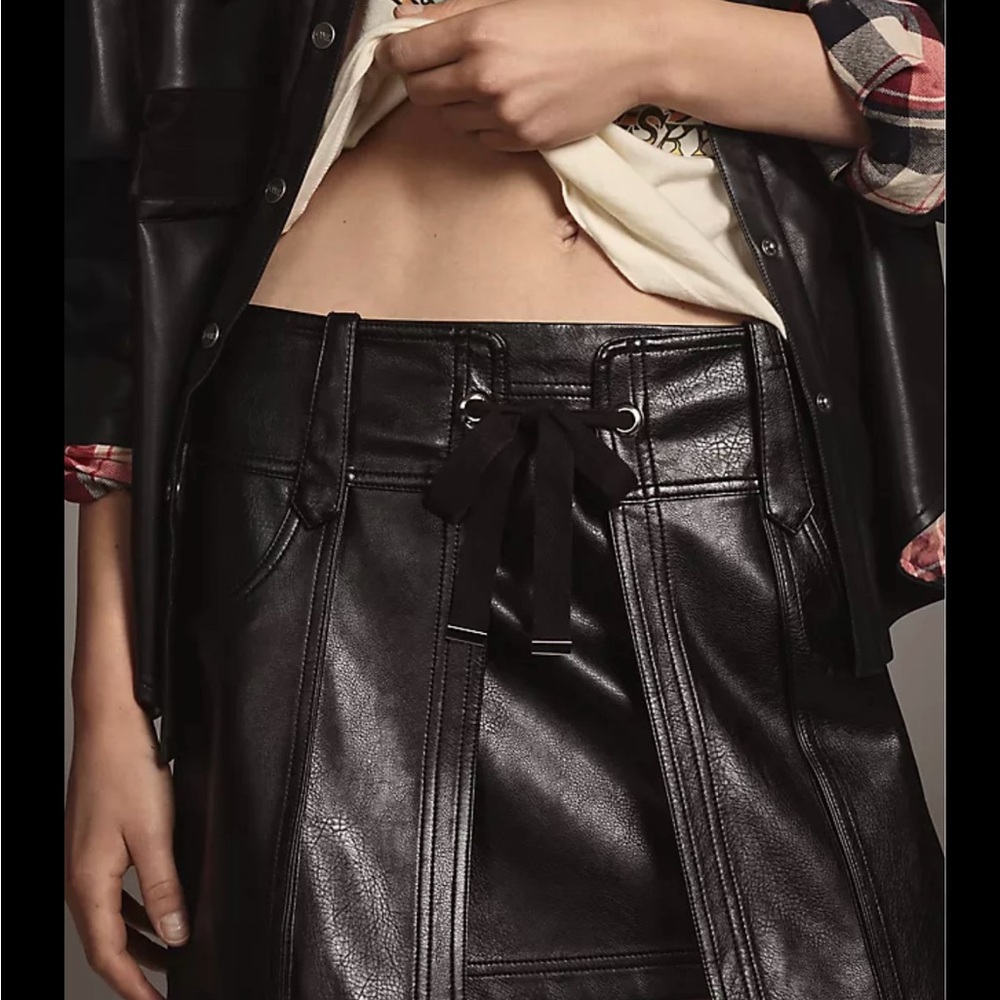 NWT Anthropologie Pilcro Faux Leather Mini with Whip Stich
